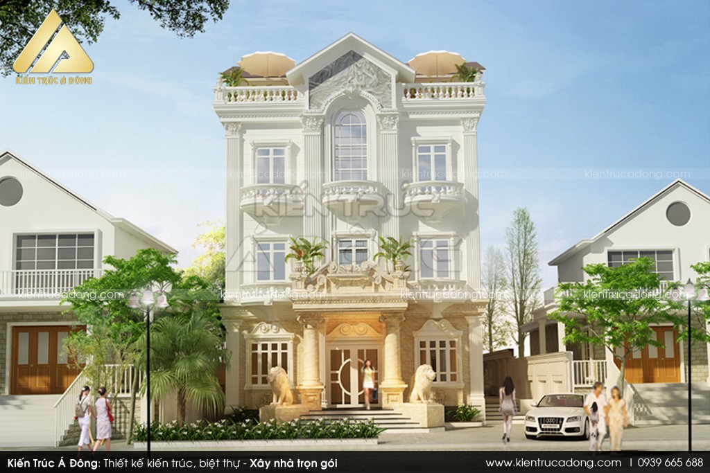 Mẫu nhà phố cổ điển 4 tầng đẹp đáng xây nhất 2023  Nội thất Âu Việt FS